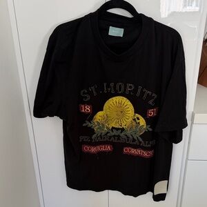 Bally Black Short-Sleeve St. Moritz Graphic Tee with Yellow & Red Accents